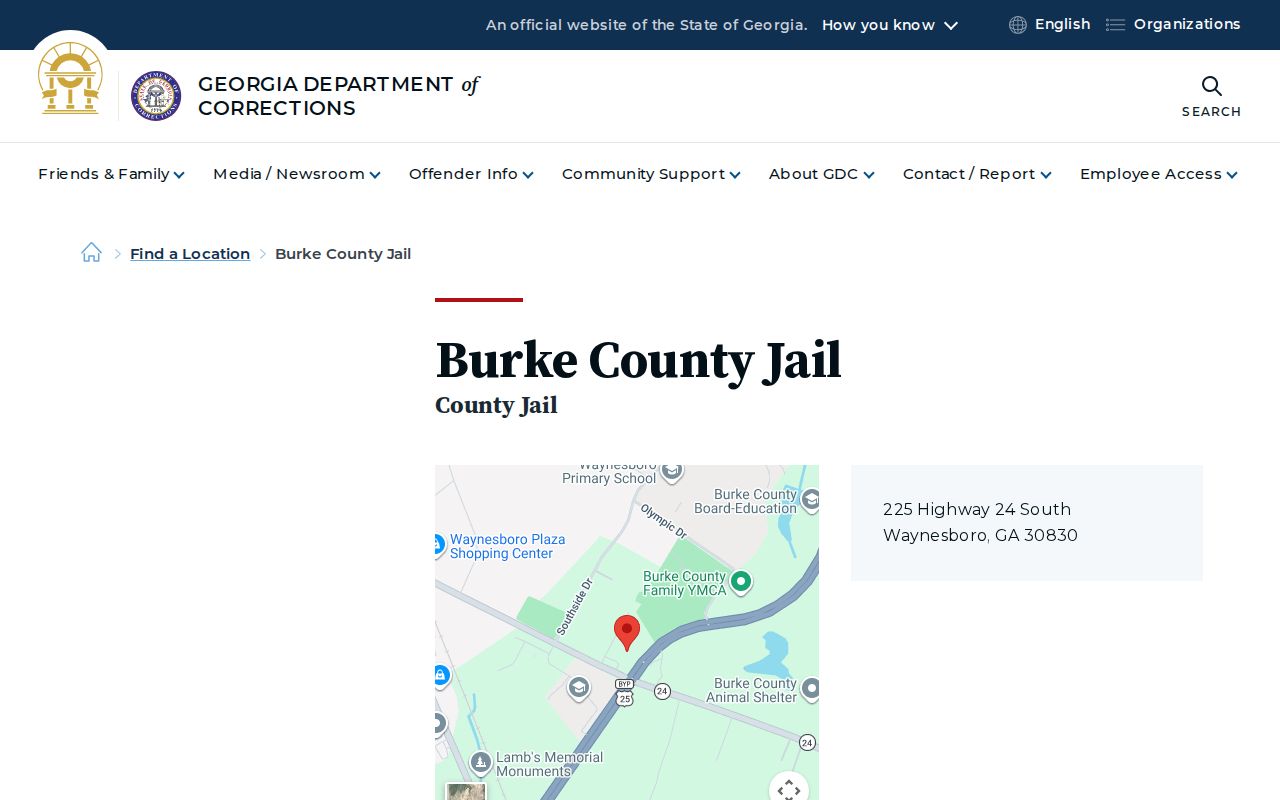Burke County Jail release records facility listing