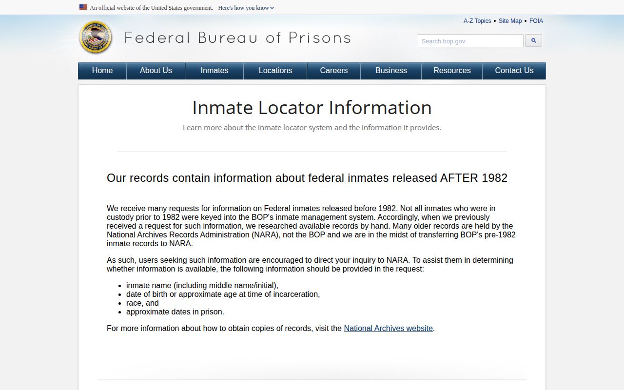 BOP federal release record guidance for Burke County cases