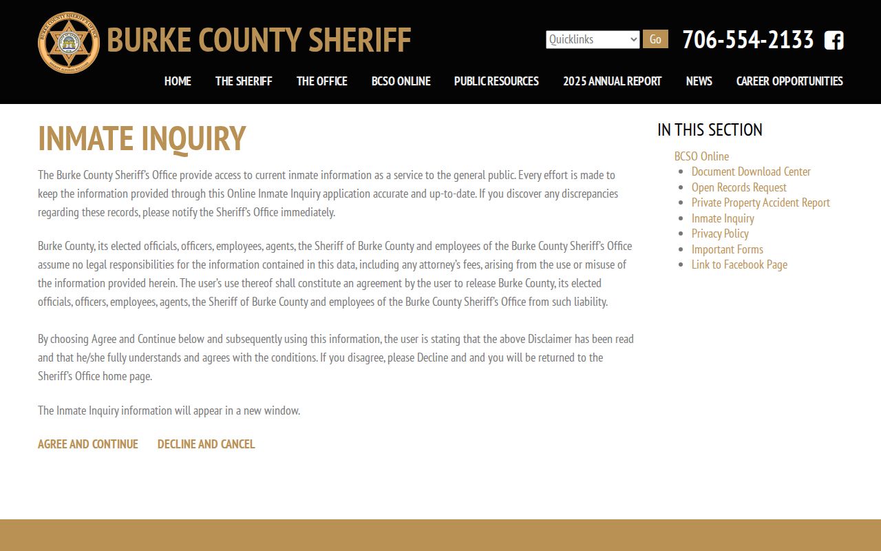 Burke County released inmate current custody inquiry