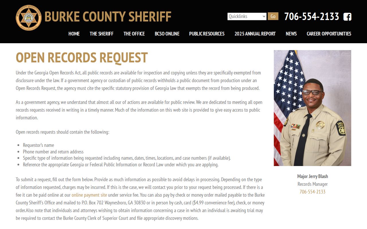 Burke County release record open request page