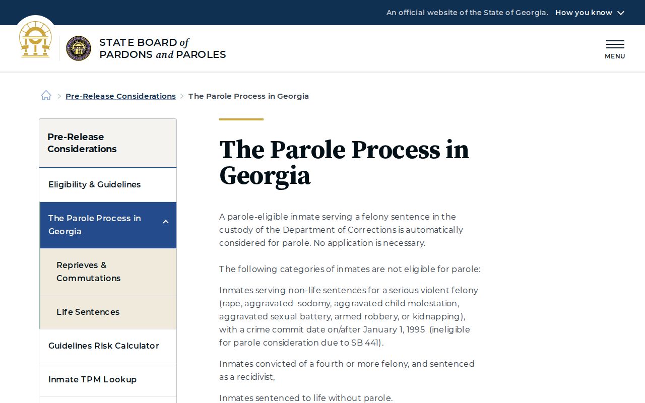 Burke County parole process and eligibility information from Georgia Parole Board