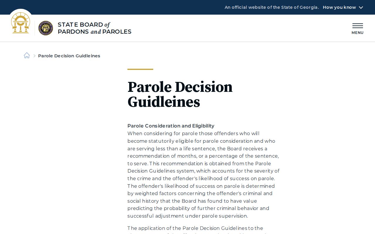 Burke County projected release date performance credit and parole guidelines